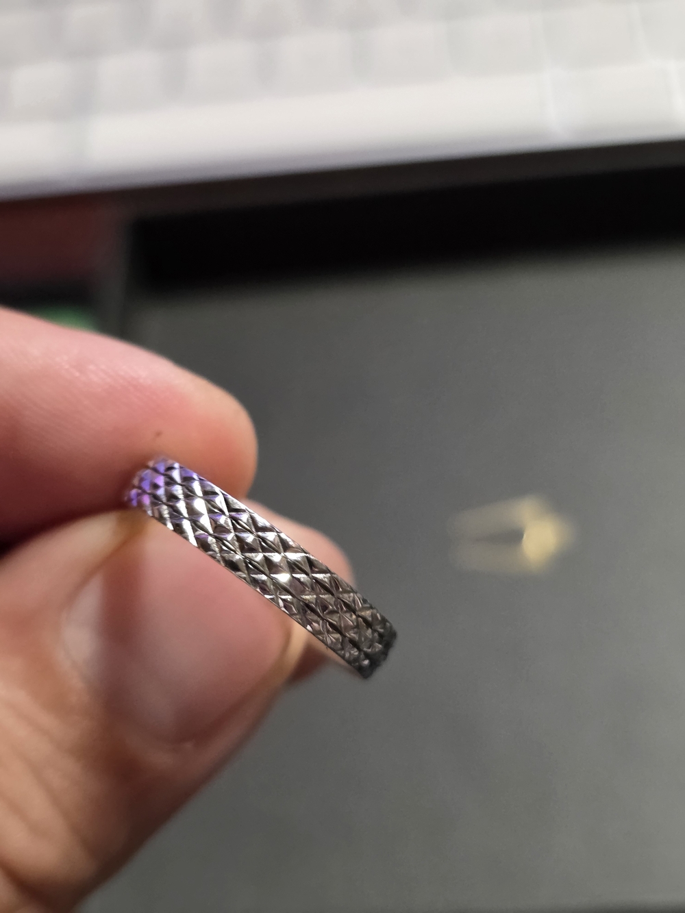 Textured Silver Tone Band Ring